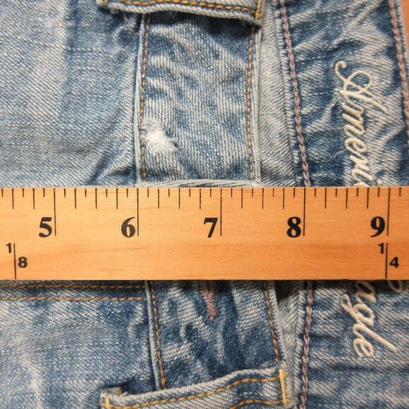 AMERICAN EAGLE Frayed Hem Cuffed Jean Shorts Womens Sz 4 Ripped Destroyed Denim - Picture 8 of 12